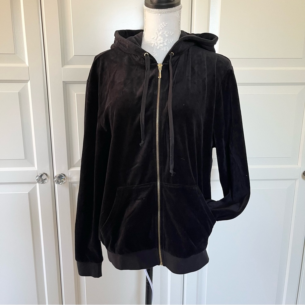 Juicy Couture Black Velvet Zip Hoodie